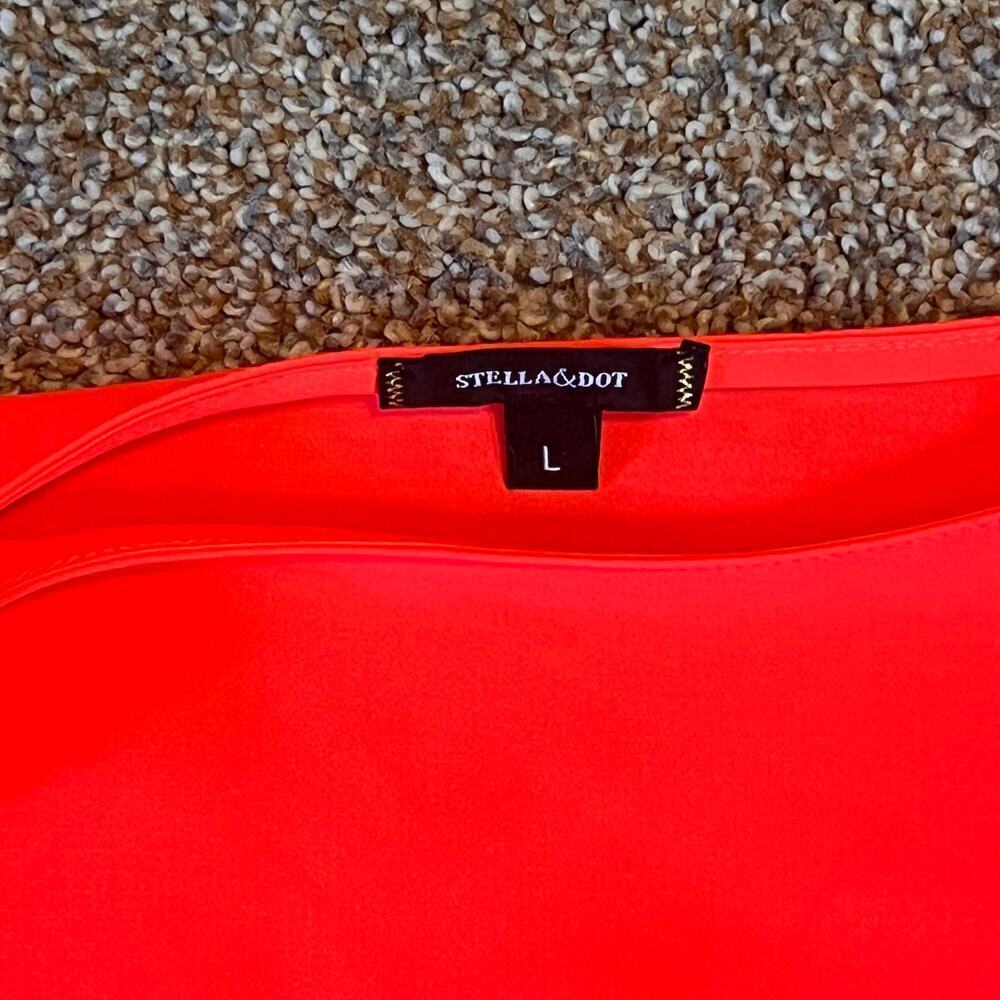 Stella and Dot Soiree Top Blouse Light Gold Metallic Cuff Coral Orange Sz L - Picture 3 of 7